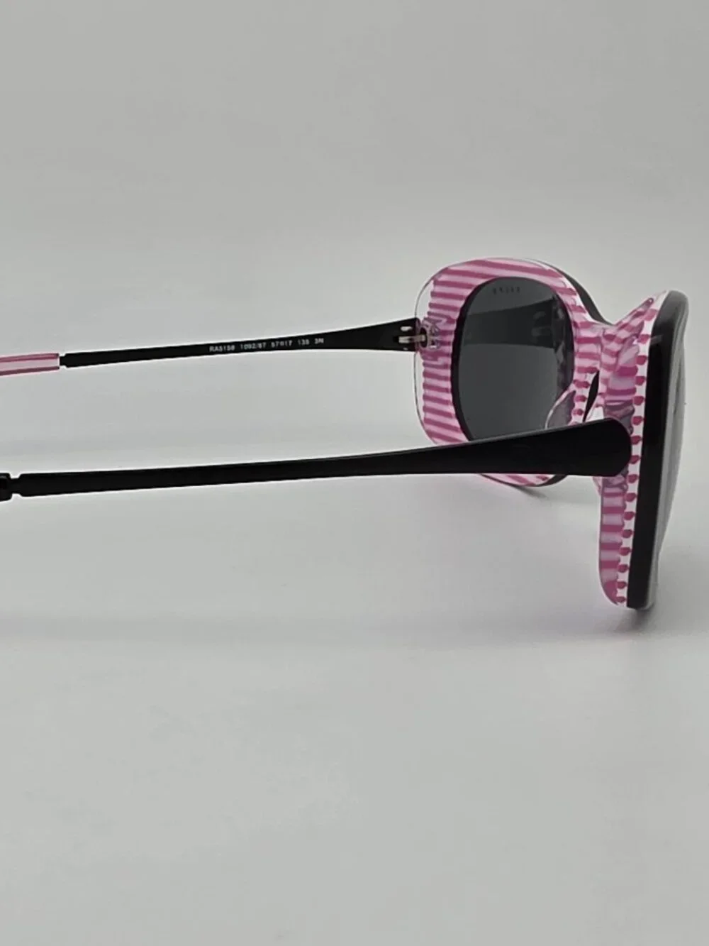 Ralph Lauren RA5158 1092/87 Black on Pink Frame Grey Lens Cat Eye Sunglasses